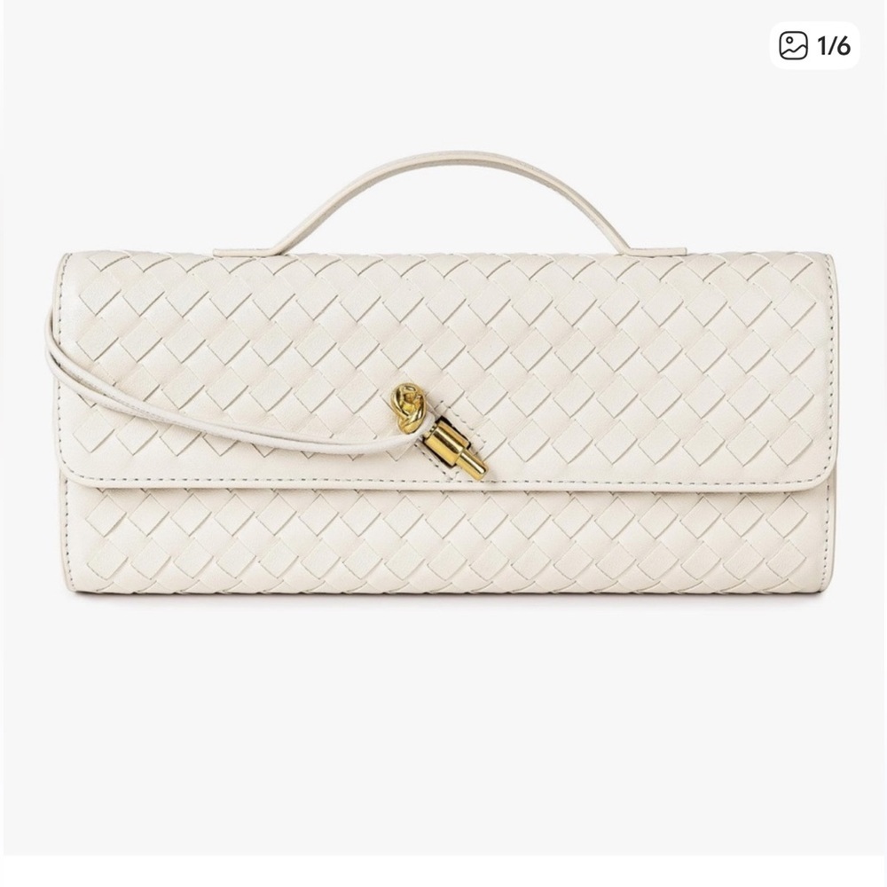 Few Moda - Elegant Cream Woven Wristlet Clutch - Date Night - Chic